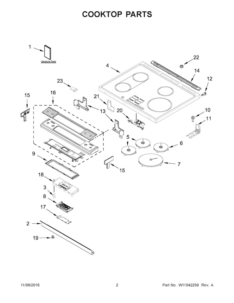 Cooktop Parts Diagram and Parts List for JIS1450DP1  Jenn-Air Range