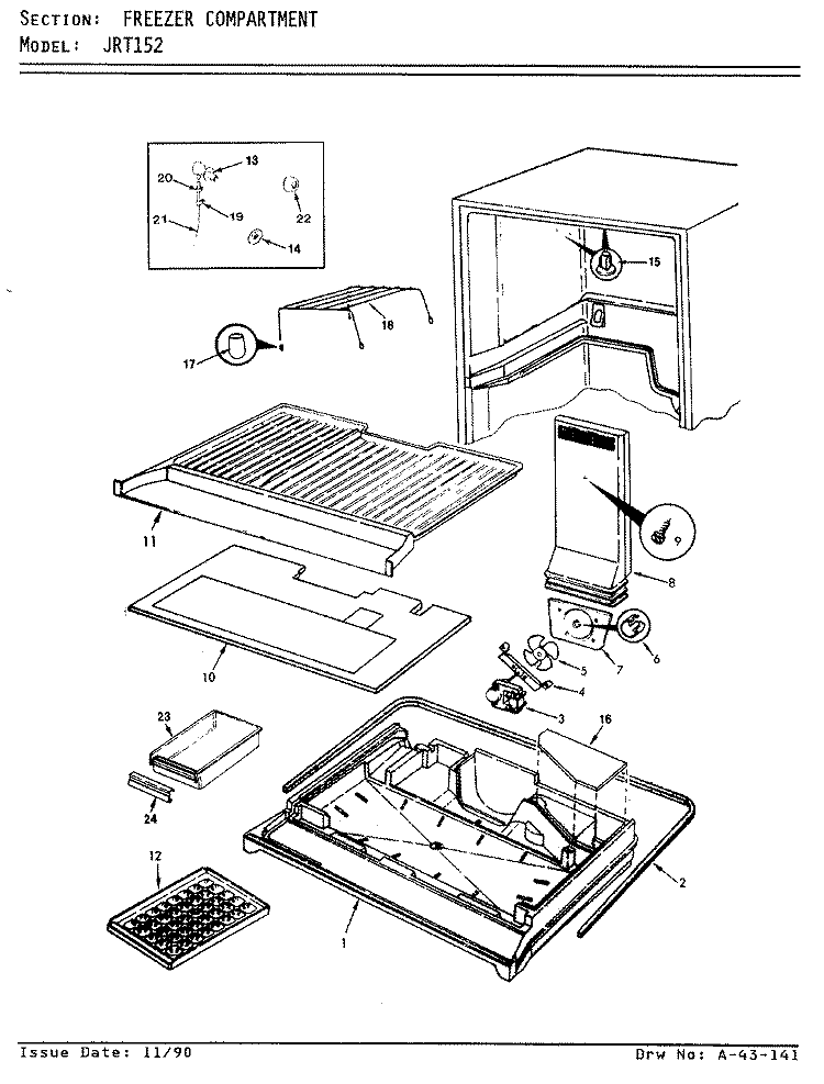 FREEZER COMPARTMENT Diagram and Parts List for JRT152 AJ01A Jenn-Air Refrigerator