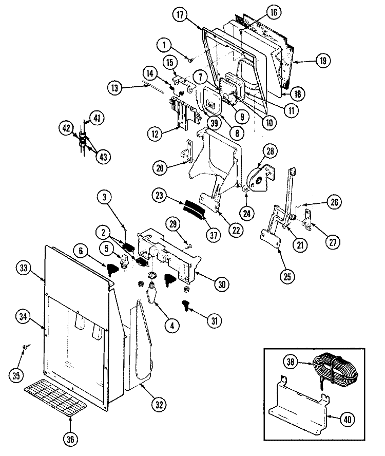 ICE & WATER DISPENSER Diagram and Parts List for JRSDE247B DQ84A Jenn-Air Refrigerator