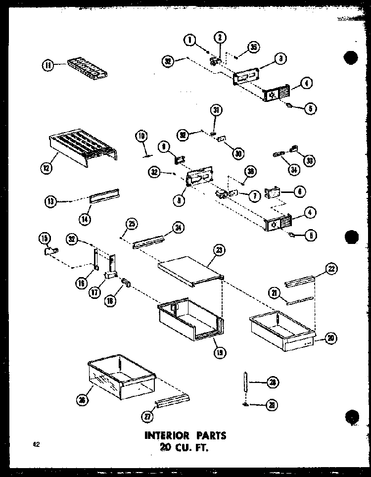 Interior Parts 20 Cu. Ft. Diagram and Parts List for TC18B-P73500-7W  Amana Refrigerator