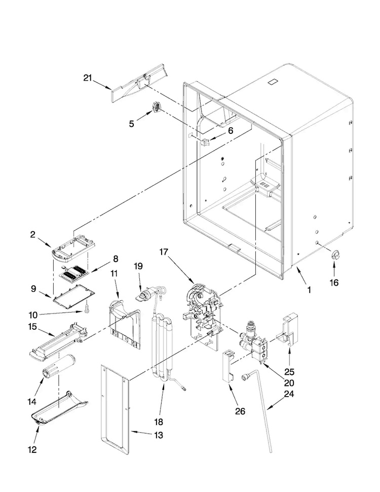 Refrigerator Liner Parts Diagram and Parts List for MFI2670XEM5  Maytag Refrigerator