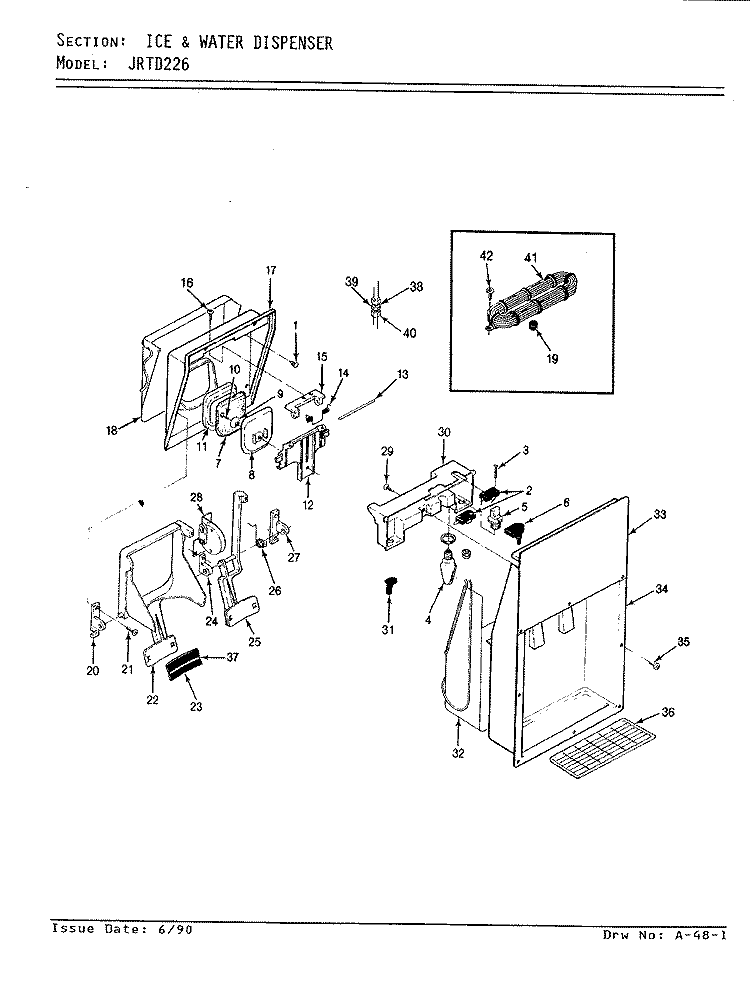 ICE & WATER DISPENSER Diagram and Parts List for JRTD226L AJ82A Admiral Refrigerator