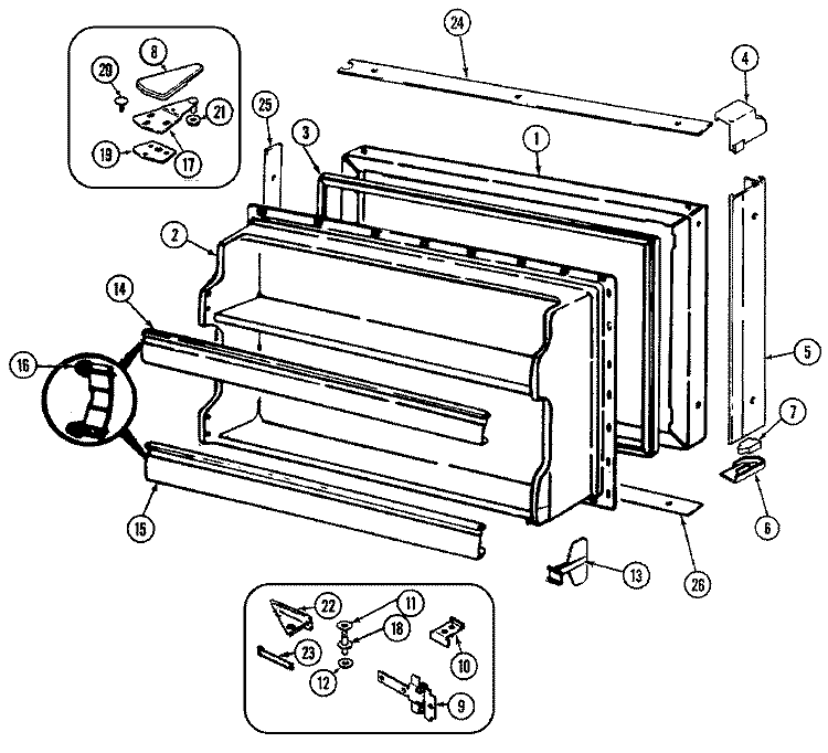 FREEZER DOOR Diagram and Parts List for JRTE217B DJ76A Jenn-Air Refrigerator