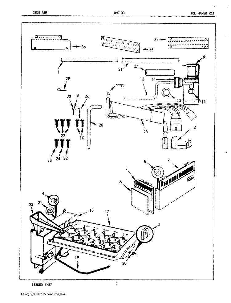 ICE MAKER KIT Diagram and Parts List for IMS100 7X28A Maytag Ice Maker