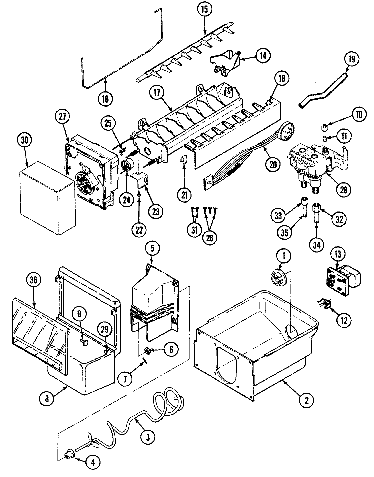 ICE MAKER & BIN Diagram and Parts List for JRSDE247B DQ84A Jenn-Air Refrigerator