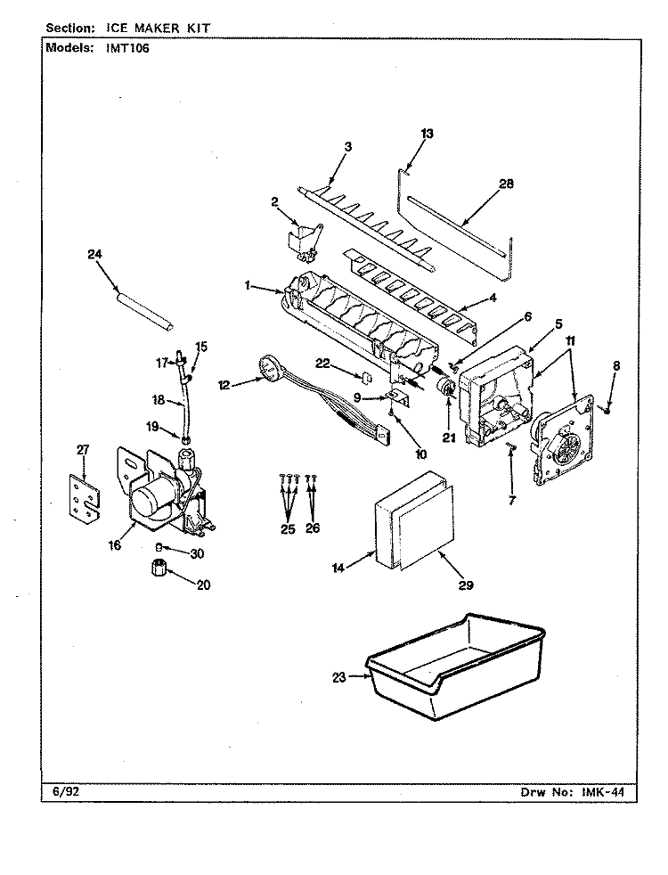 ICE MAKER KIT (B / M BY07A) Diagram and Parts List for IMT106 BYO7A Maytag Ice Maker