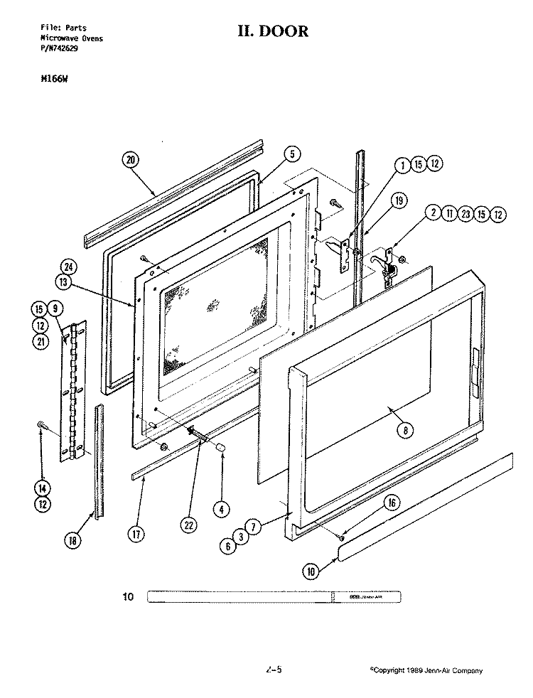 DOOR (M166W) Diagram and Parts List for M166W  Jenn-Air Microwave