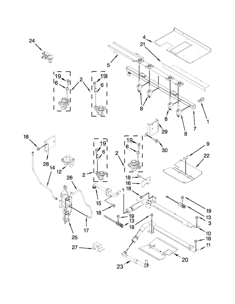 Manifold Parts Diagram and Parts List for JGS9900CDS02  Jenn-Air Range