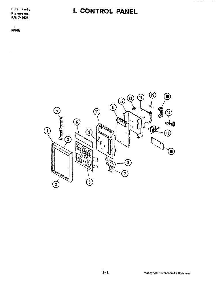 CONTROL PANEL (M446) Diagram and Parts List for M446  Jenn-Air Microwave Oven Combo