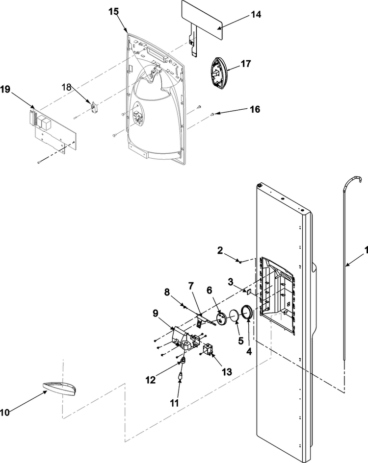 Fz Door And Facade Diagram and Parts List for AS2628HEKB0  Amana Refrigerator