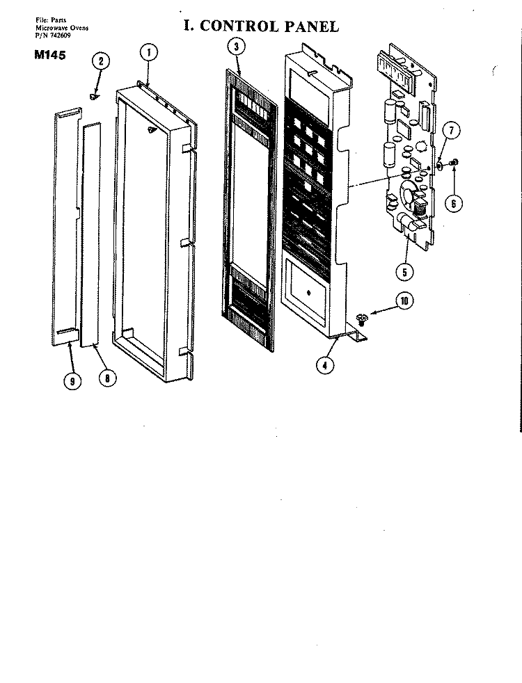 CONTROL PANEL Diagram and Parts List for M145  Jenn-Air Microwave