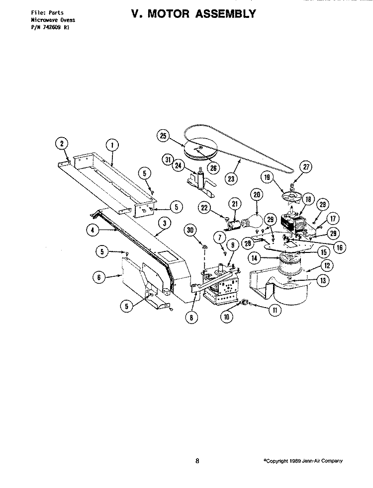 MOTOR ASSY. Diagram and Parts List for M145  Jenn-Air Microwave