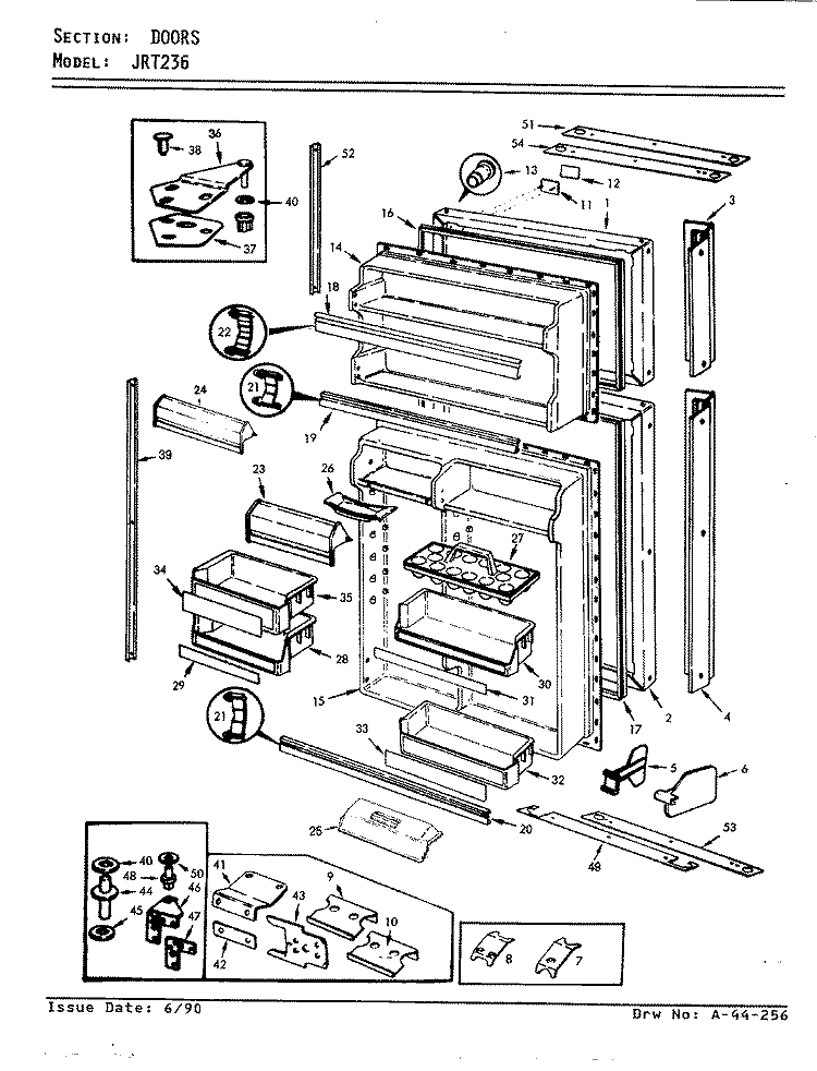 DOORS Diagram and Parts List for JRT236 AJ95B Jenn-Air Refrigerator