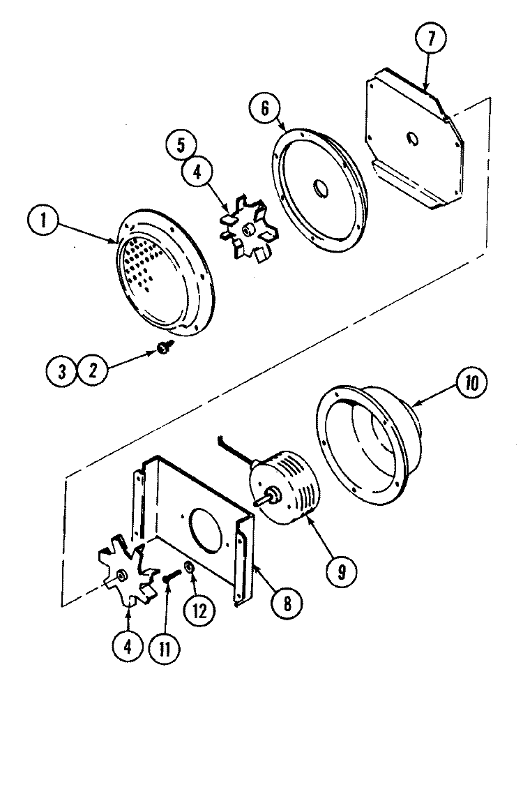 BLOWER MOTOR (CONVECTION) Diagram and Parts List for W2780B-C  Jenn-Air Wall Oven