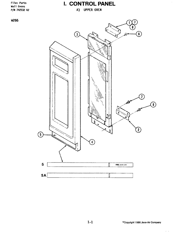 CONTROL PANEL - UPPER OVEN Diagram and Parts List for W266  Jenn-Air Microwave Oven Combo