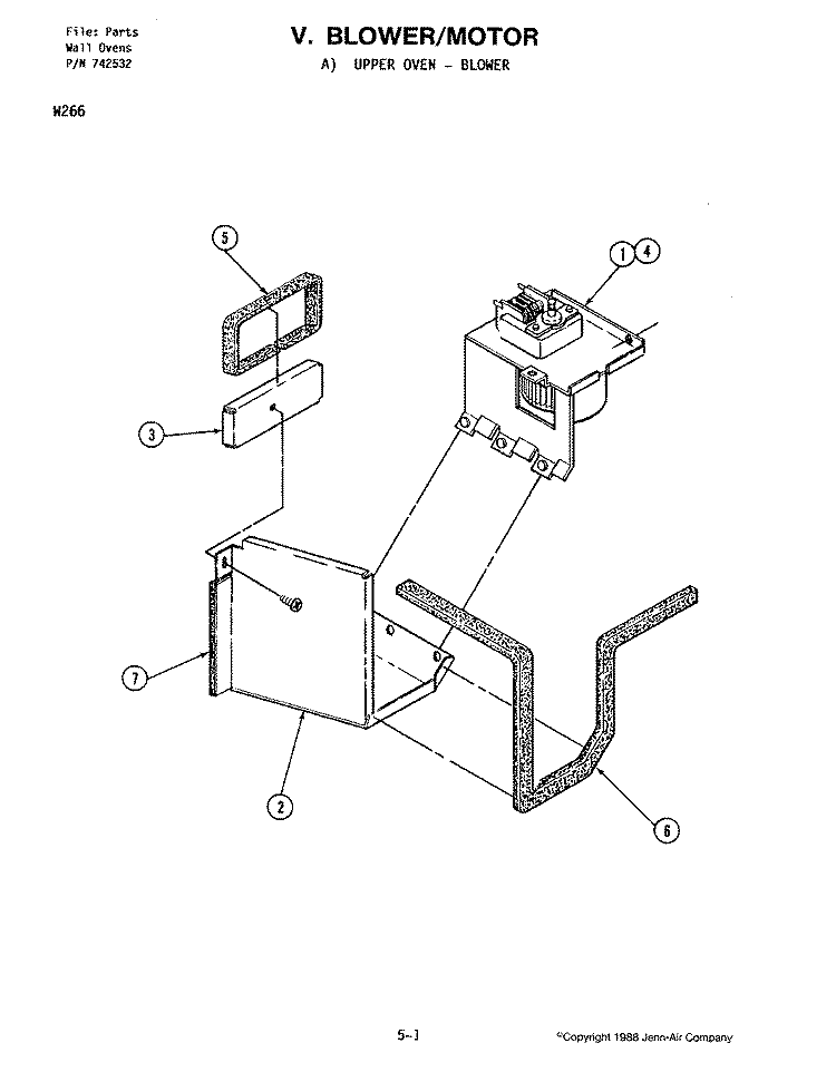 BLOWER MOTOR - UPPER Diagram and Parts List for W266  Jenn-Air Microwave Oven Combo