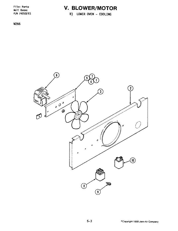 BLOWER MOTOR - COOLING FAN - LOWER Diagram and Parts List for W266  Jenn-Air Microwave Oven Combo