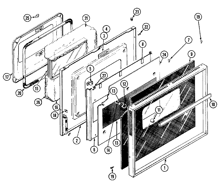 DOOR Diagram and Parts List for W146-C  Jenn-Air Wall Oven
