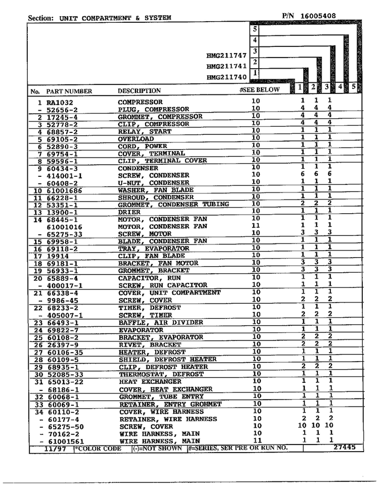 Unit Compartment And System Page 2 Diagram and Parts List for 211740  Admiral Refrigerator