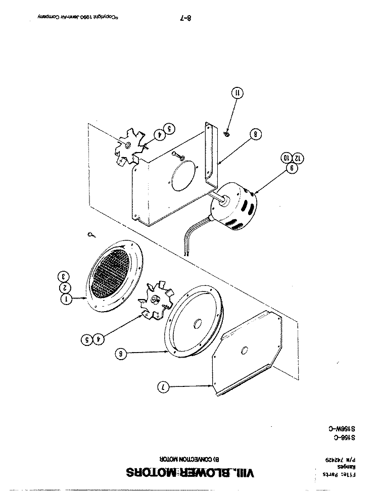 BLOWER MOTOR - CONVECTION Diagram and Parts List for S156W-C  Jenn-Air Wall Oven