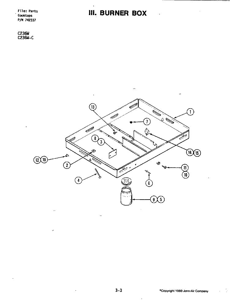 BURNER BOX (C236W, W - C, NGW) Diagram and Parts List for C236NGW  Jenn-Air Cooktop