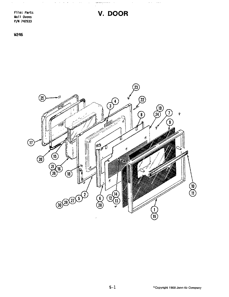 DOOR (W246) Diagram and Parts List for W246  Jenn-Air Wall Oven