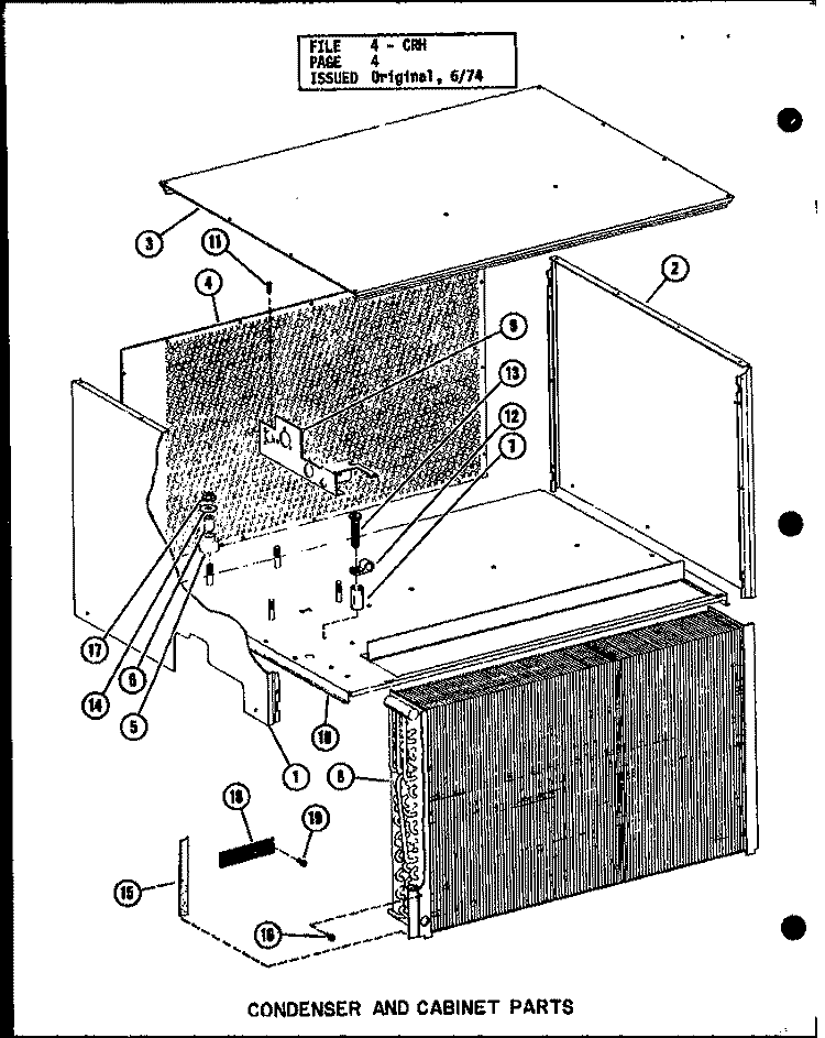 CONDENSER AND CABINET PARTS Diagram and Parts List for CRH4-3 P5837242C Amana Microwave