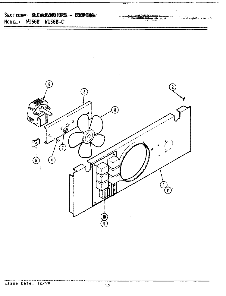 BLOWER MOTOR (COOLING) Diagram and Parts List for W156B  Jenn-Air Wall Oven