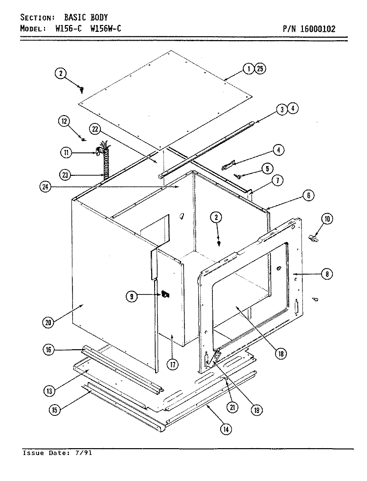 BODY (W156 - C & W156W - C) Diagram and Parts List for W156-C  Jenn-Air Wall Oven