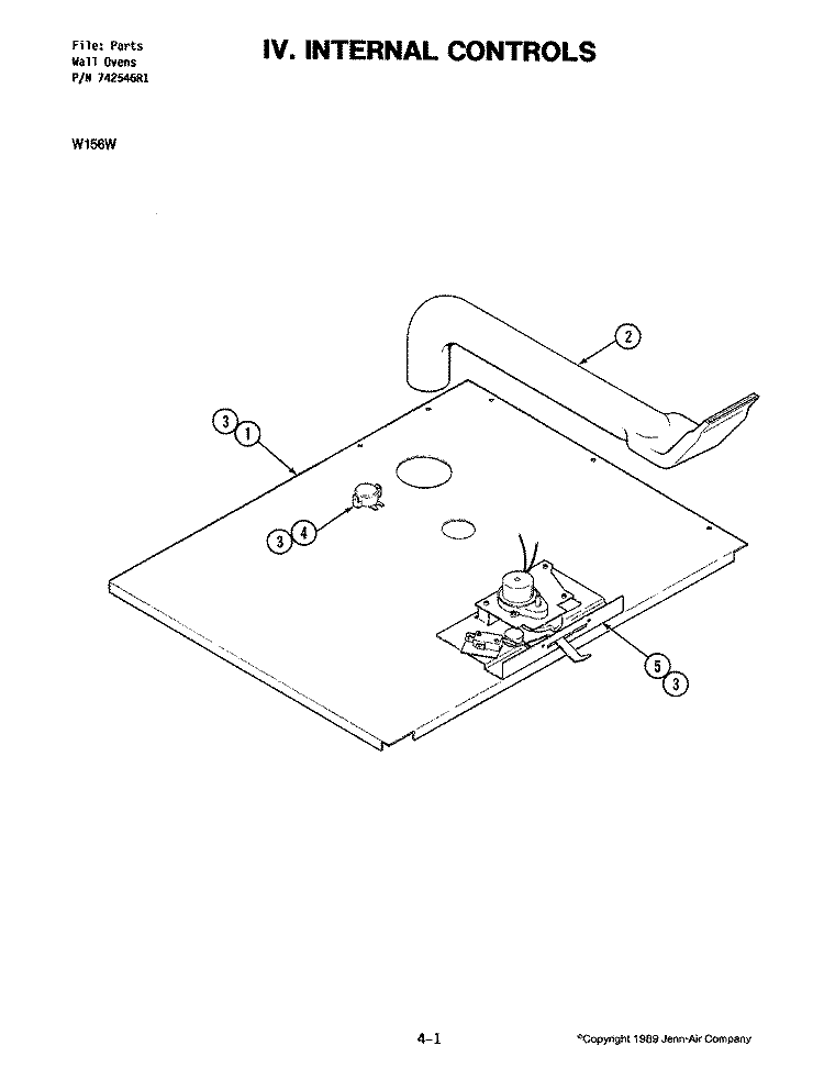 INTERNAL CONTROLS (W156W) Diagram and Parts List for W156W  Jenn-Air Wall Oven