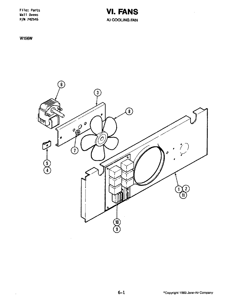 BLOWER MOTOR - COOLING (W156W) Diagram and Parts List for W156W  Jenn-Air Wall Oven
