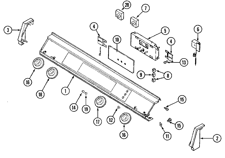 CONTROL PANEL (WHT) Diagram and Parts List for SEG196W-C  Jenn-Air Range