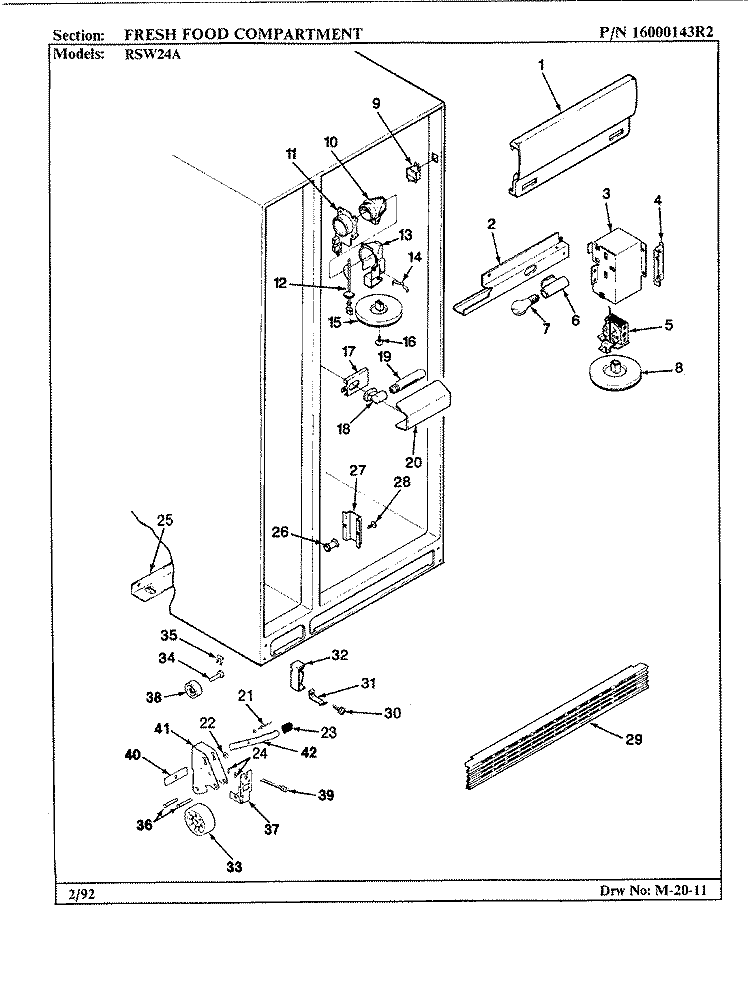 FRESH FOOD COMPARTMENT Diagram and Parts List for RSW24A BM81B Maytag Refrigerator