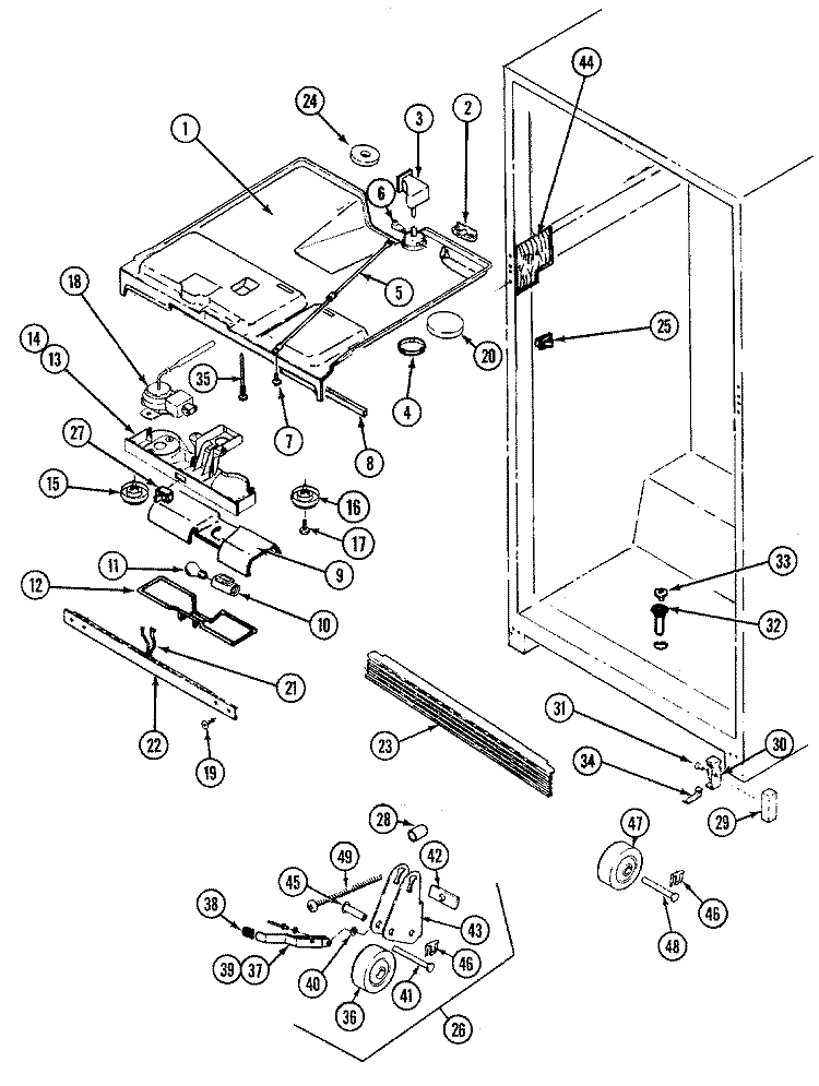 FRESH FOOD COMPARTMENT Diagram and Parts List for RTD2300CAE DH94B Maytag Refrigerator