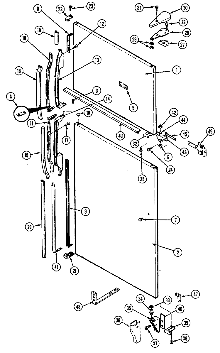 OUTER DOOR Diagram and Parts List for RTD2300CAE DH94B Maytag Refrigerator