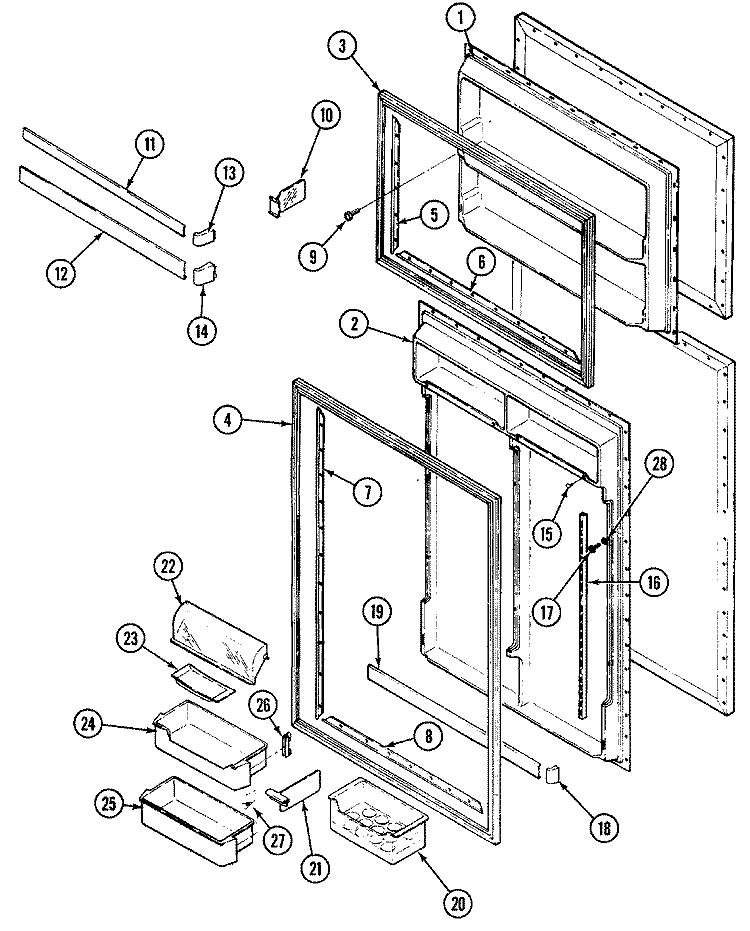 INNER DOOR Diagram and Parts List for RTD2300CAE DH94B Maytag Refrigerator