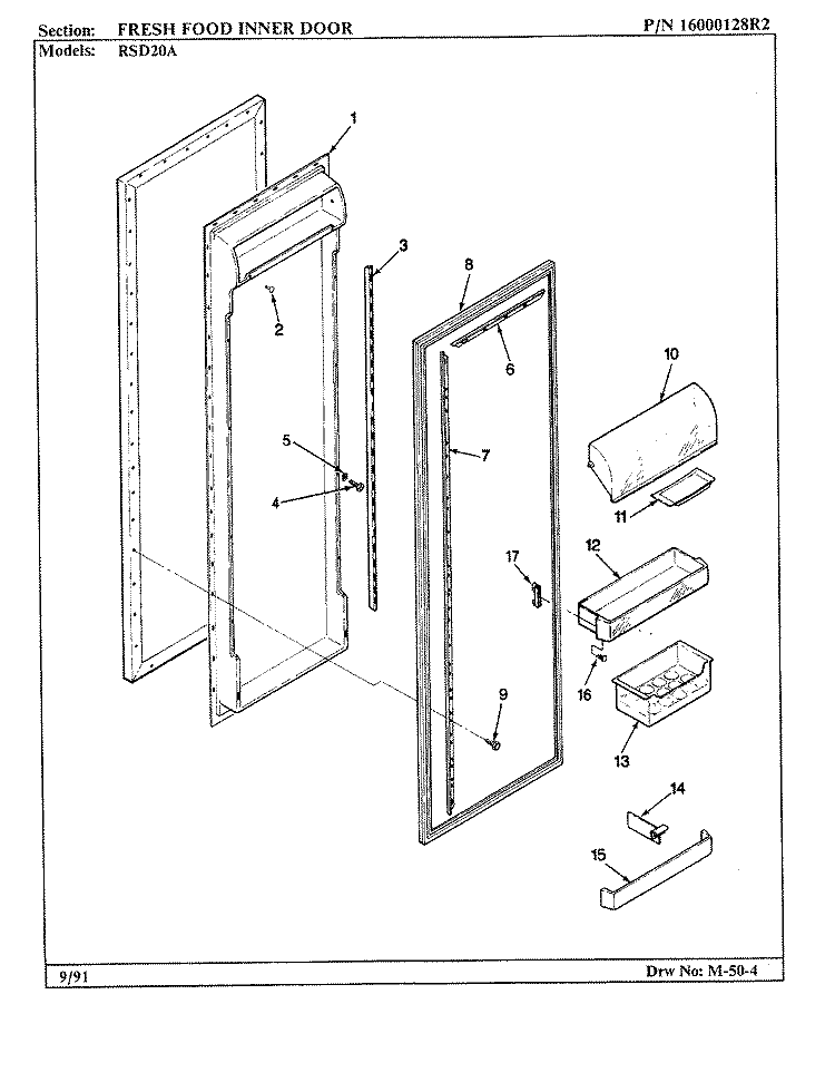 FRESH FOOD INNER DOOR Diagram and Parts List for RSD20A BM05A Maytag Refrigerator