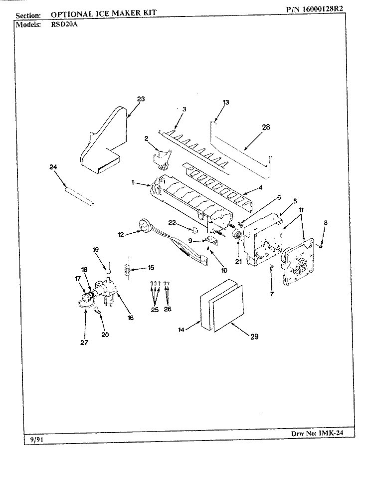 OPTIONAL ICE MAKER KIT (RAE30) Diagram and Parts List for RSD20A BM05A Maytag Refrigerator