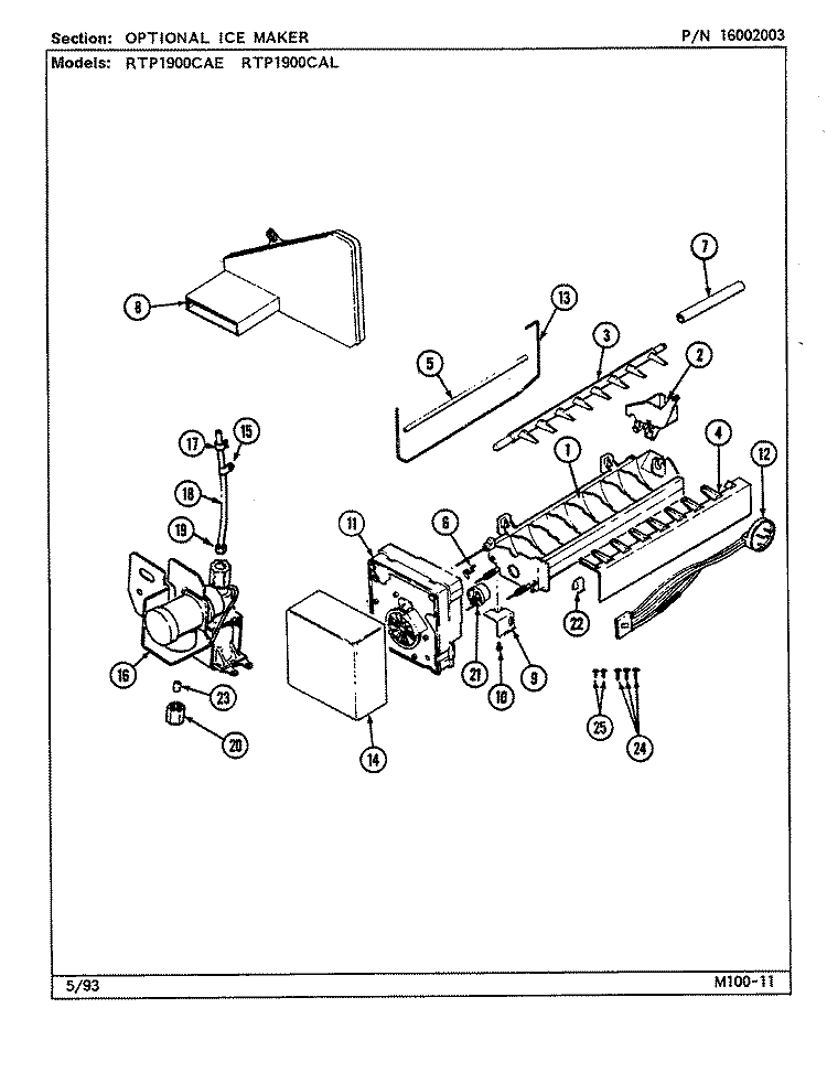 OPTIONAL ICE MAKER KIT (RAE3100AAX) Diagram and Parts List for RTP1900CAE DH53A Maytag Refrigerator