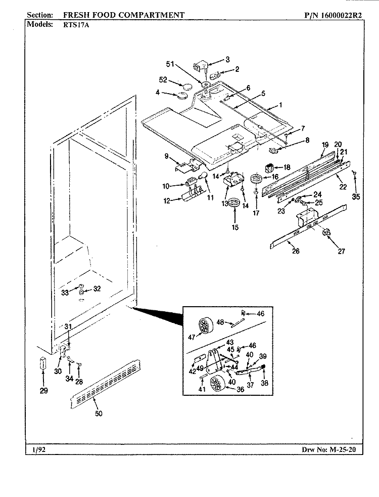 FRESH FOOD COMPARTMENT Diagram and Parts List for RTS17A BH21A Maytag Refrigerator