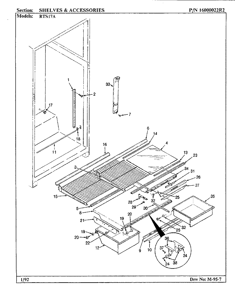 SHELVES & ACCESSORIES Diagram and Parts List for RTS17A BH21A Maytag Refrigerator