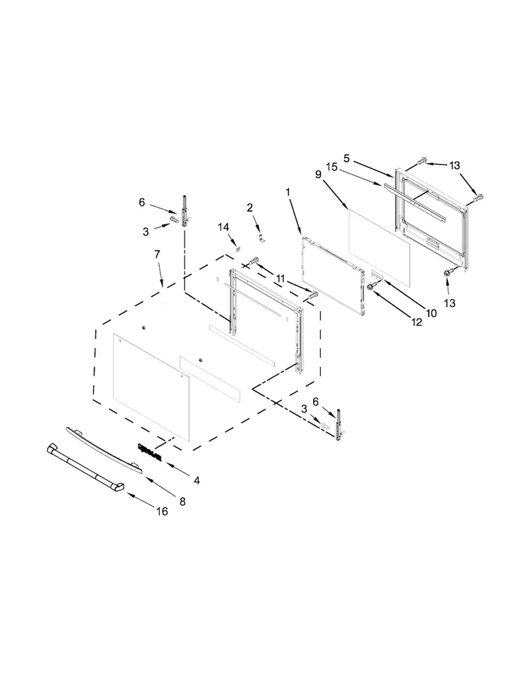 Oven Door Parts Diagram and Parts List for JMW2430DP01  Jenn-Air Microwave