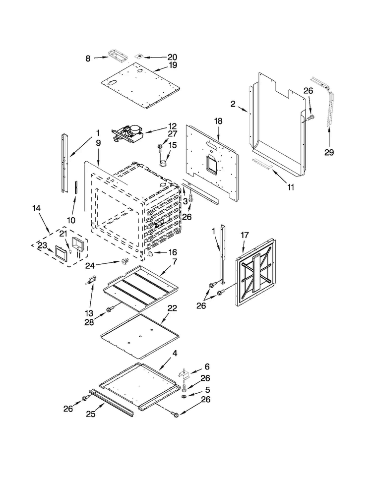 Lower Oven Parts Diagram and Parts List for JJW3830WP00  Jenn-Air Wall Oven