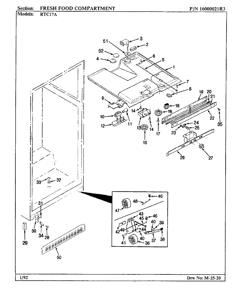 FRESH FOOD COMPARTMENT Diagram and Parts List for RTC17A BH26A Maytag Refrigerator