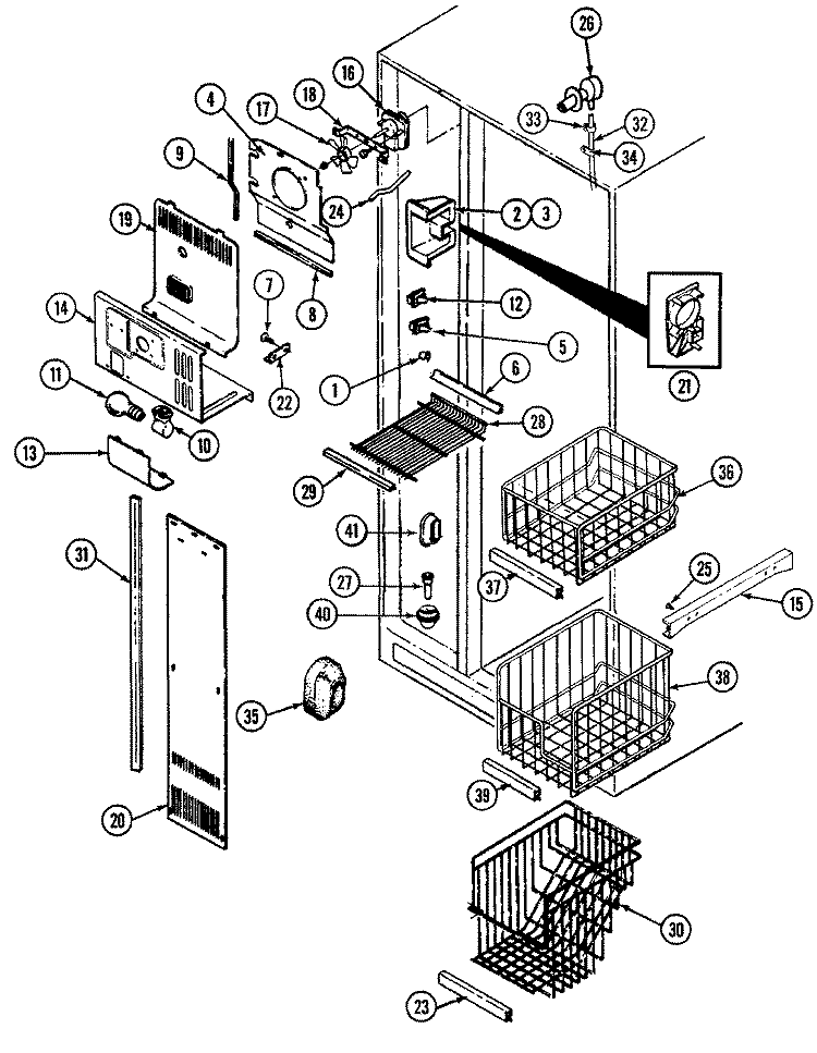 FREEZER COMPARTMENT Diagram and Parts List for RSW24E0CAB  Maytag Refrigerator