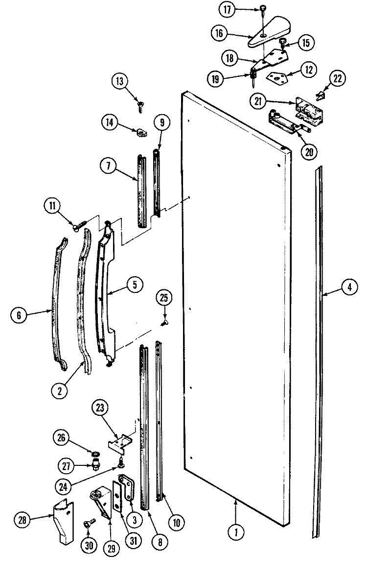 FRESH FOOD OUTER DOOR Diagram and Parts List for RSW2200CAL DM37A Maytag Refrigerator