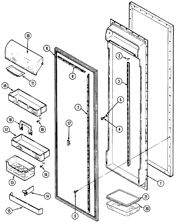FRESH FOOD INNER DOOR Diagram and Parts List for RSW24E0CAB  Maytag Refrigerator