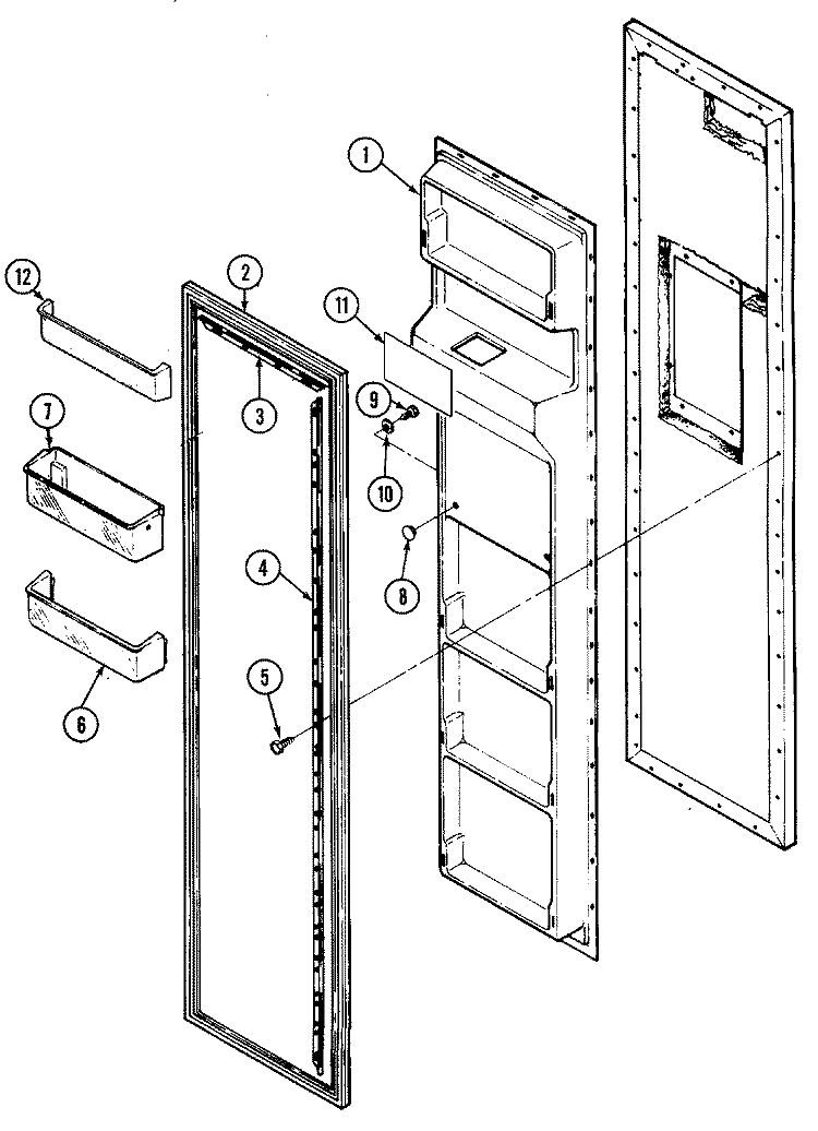 FREEZER INNER DOOR Diagram and Parts List for RSW24E0CAB  Maytag Refrigerator