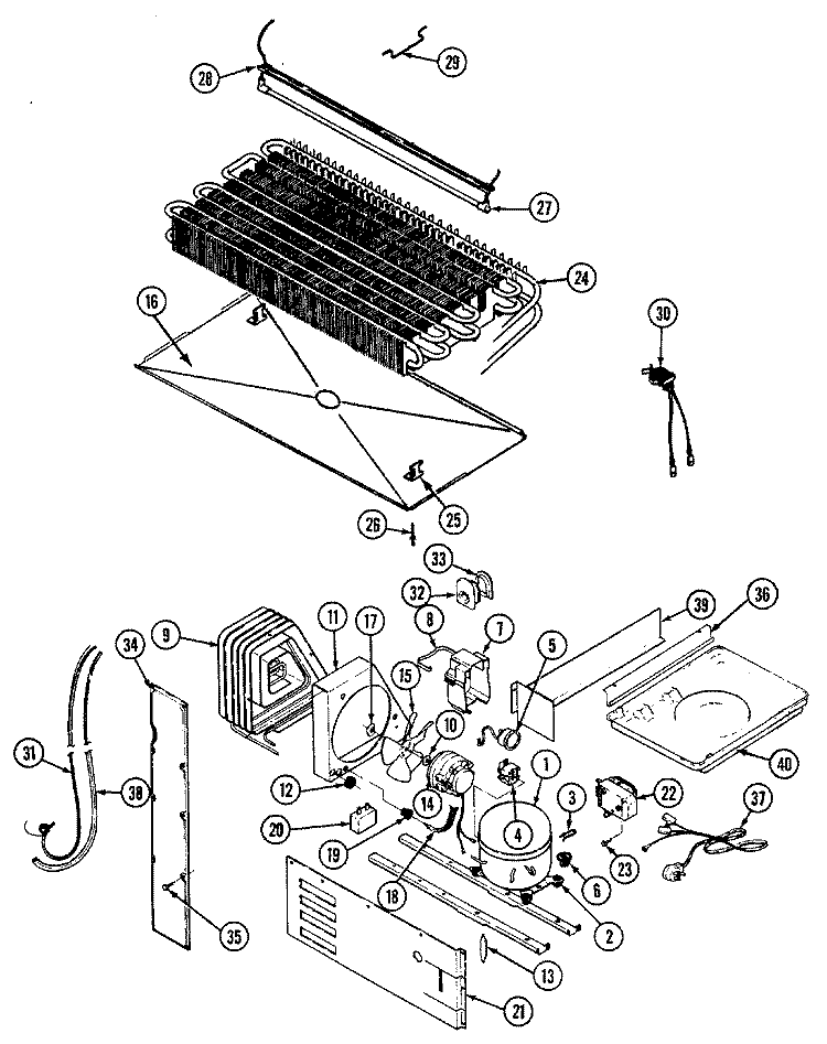 UNIT COMPARTMENT & SYSTEM Diagram and Parts List for RTW22E1DAE  Maytag Refrigerator
