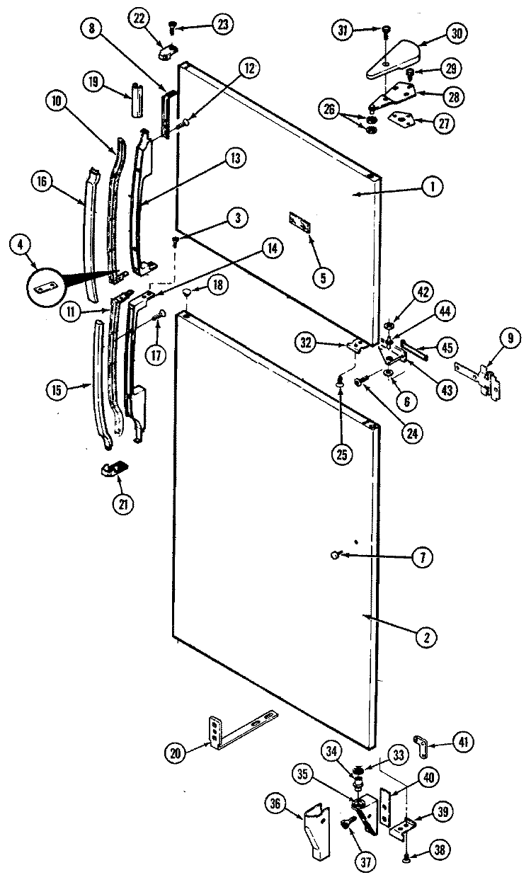 OUTER DOOR Diagram and Parts List for RTS1900CAL DH52A Maytag Refrigerator